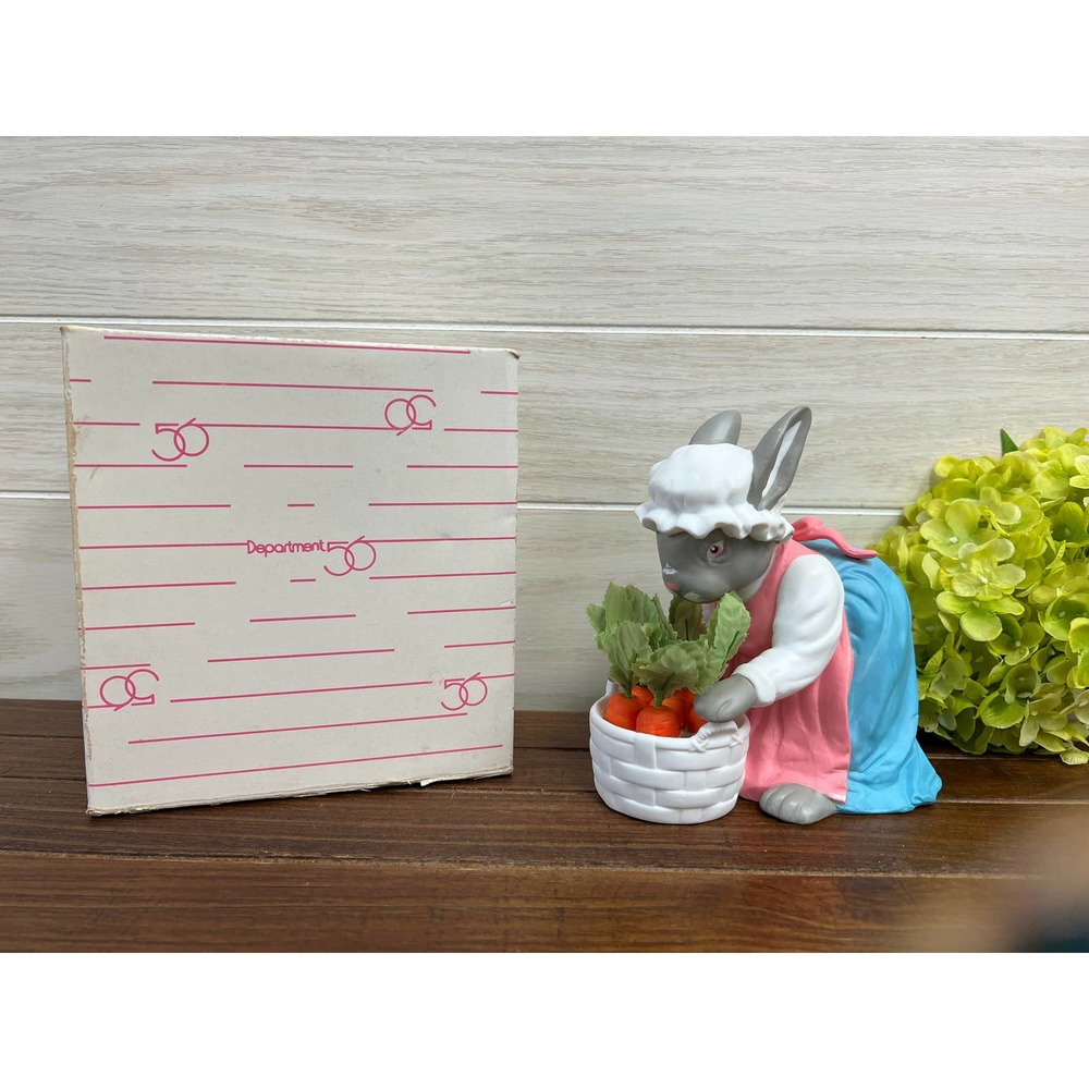 Vintage Department 56 Easter Bunny / Gardening Grandma Bunny